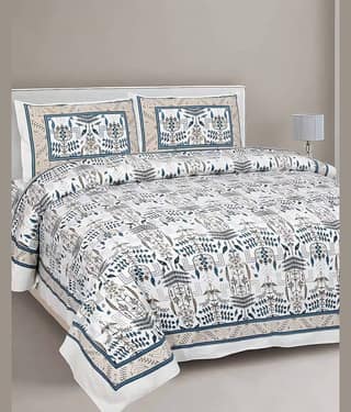Bombay Spreads Cotton 1 Double King Bedsheet with 2 Pillow Covers ( Blue )