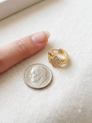 Gold-Plated CZ Stone Hoop Earrings