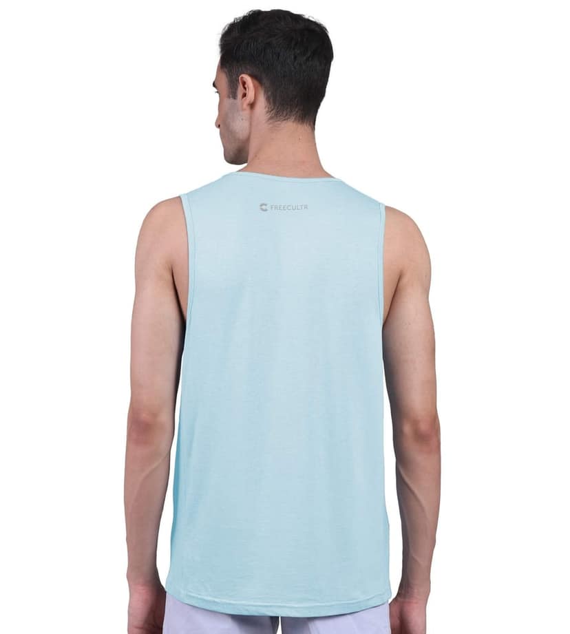 Freecultr Men's Twin Skin Bamboo Active Vest, Anti Microbial, Anti Odor, Breath tech Super Soft - Pack of 1-Chalk Blue view 4
