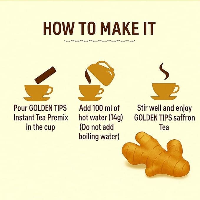 Golden Tips All-in-1 Instant Premix Ginger Tea, 14g Per Serve, Quick & Easy To Make Adrak Chai, 10 Sachets view 5