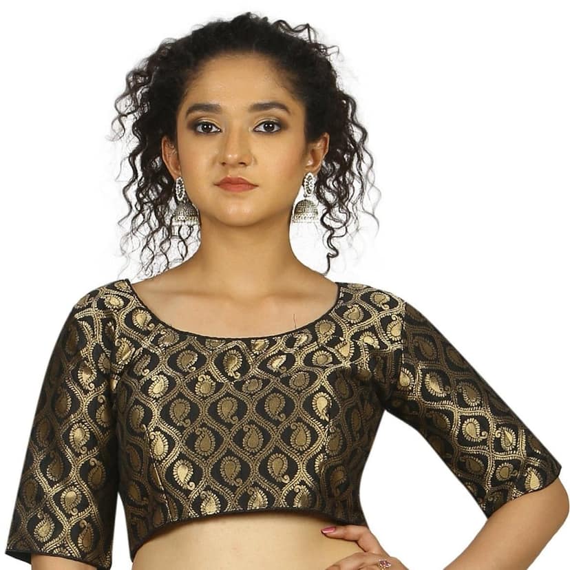 TheHangr Black Gold Brocade Blouse - 32
