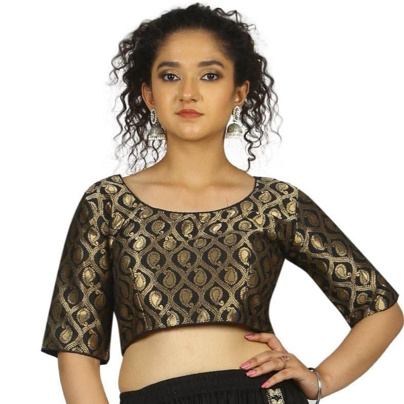 TheHangr Black Gold Brocade Blouse - 32 view 2