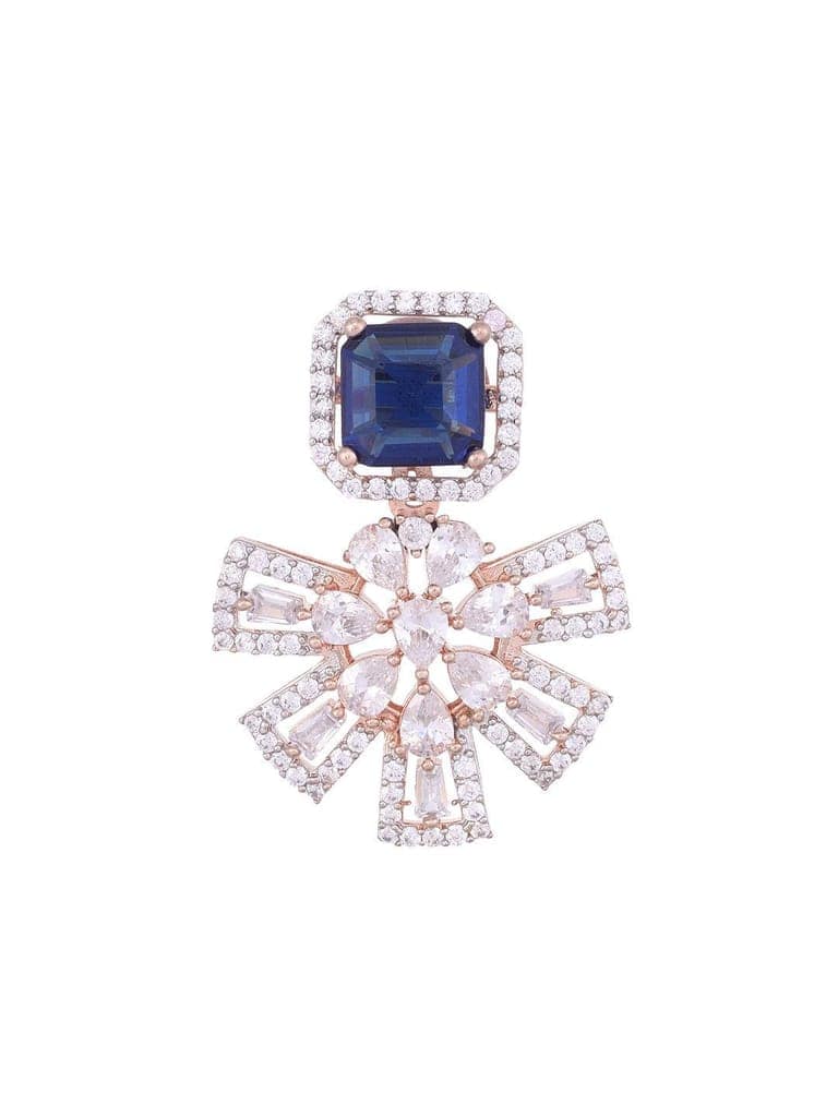 Exquisite Sapphire Floral design blue earrings Rose gold plated AD studded view 3