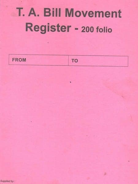 Travelling Allowance [T.A.Bill] Movement Register-200 folio in English for Central Government Office view 4