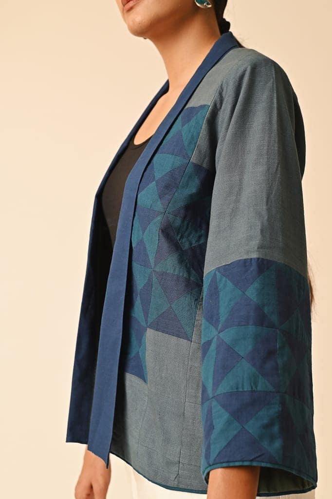 Rishta Shawl Collar Grey Ralli Jacket view 3