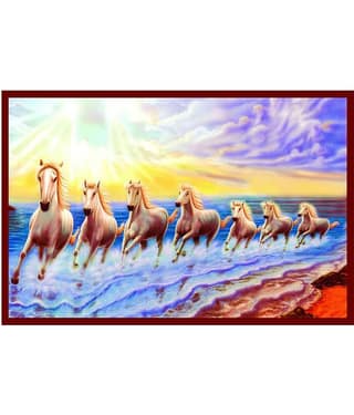 Otil Noti Vastu 7 Lucky Horse Paper Wall Poster Without Frame