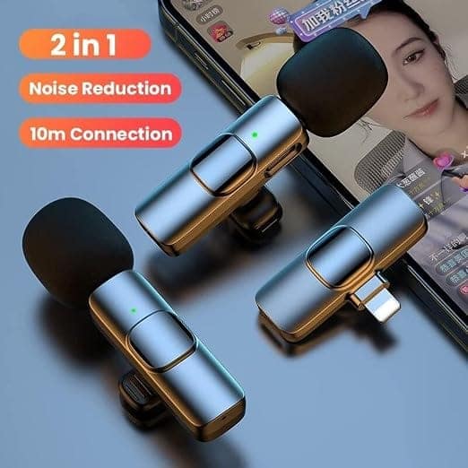 K9 Dual Wireless Lavalier Microphone for iPhone Android with Type-C and Lightning Receiver view 2