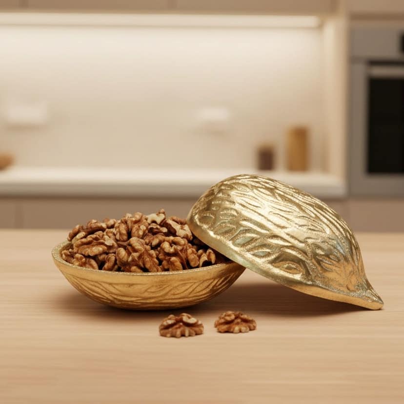 Aluminium Decorative Walnut Shape Dry Fruit Box No. 1 (ATMAS069 B)