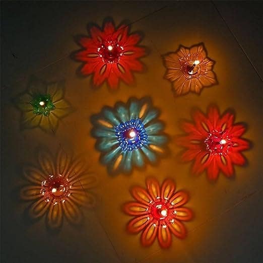 3D Rangoli Reflective Diyas (Set of 12)