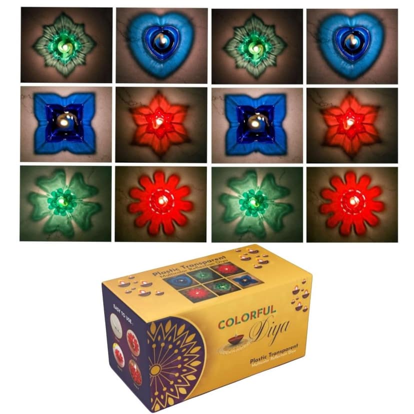 3D Rangoli Reflective Diyas (Set of 12) view 4