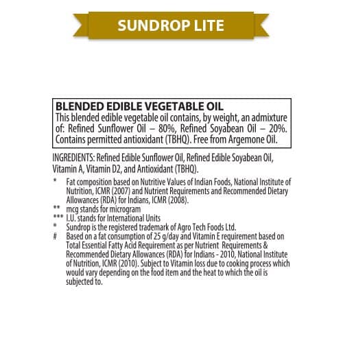 Sundrop Lite Oil Bottle 1 Ltr view 3