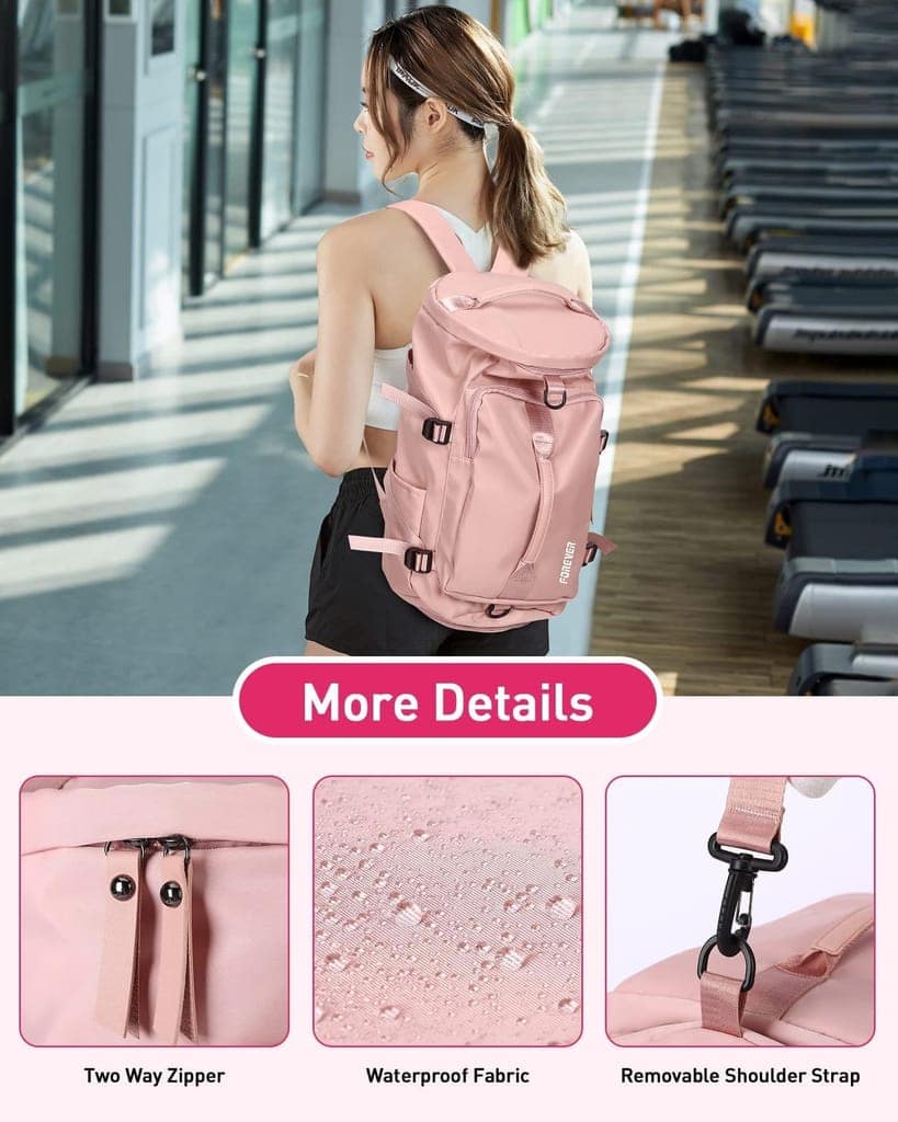 Gym Bag Womens Travel Duffel Bag Sports Carry On Holdall Bag with Shoes Compartment and Wet Pocket for Yoga Swimming Travel Duffle Bag For Weekend Pink Large view 3