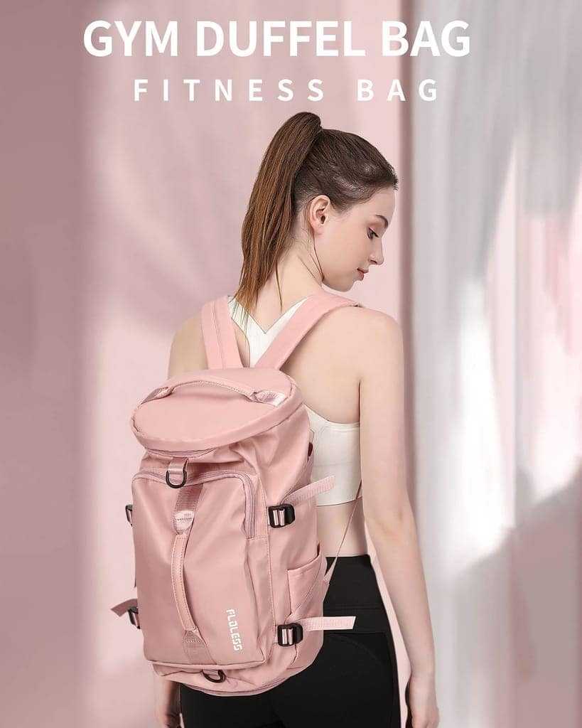 Gym Bag Womens Travel Duffel Bag Sports Carry On Holdall Bag with Shoes Compartment and Wet Pocket for Yoga Swimming Travel Duffle Bag For Weekend Pink Large view 9
