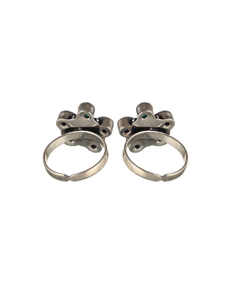 Set Of 2 Silver plated Floral AD Studded Adjustable Toe Rings view 4