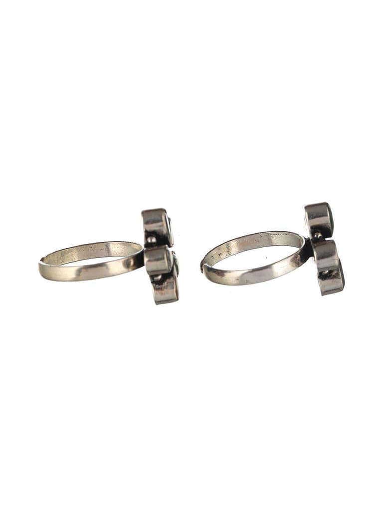 Set Of 2 Silver plated Floral AD Studded Adjustable Toe Rings view 5