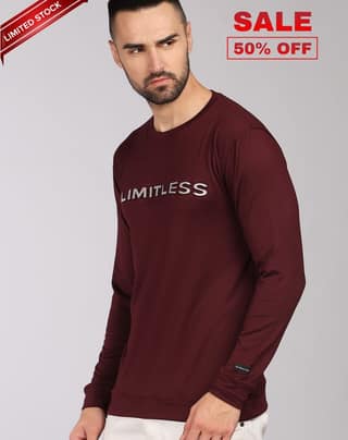 Men Striped Round Neck Polycotton LIMITLESS FULL SLEEVE T-Shirt