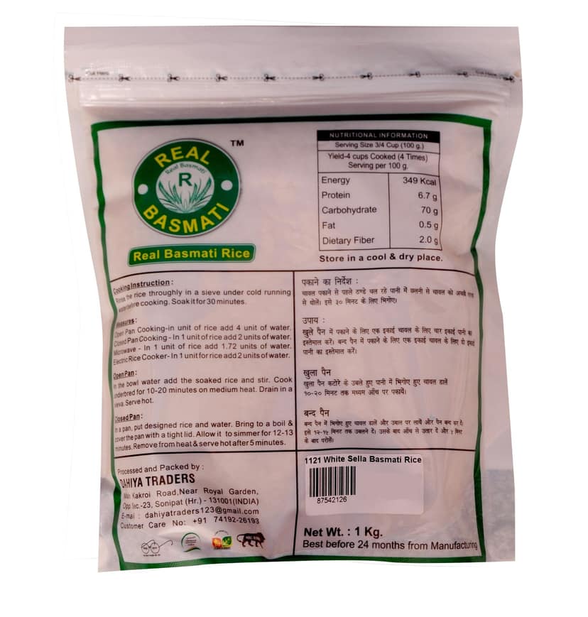 Real Basmati 1121 White Sella Basmati Rice - 1 kg view 4