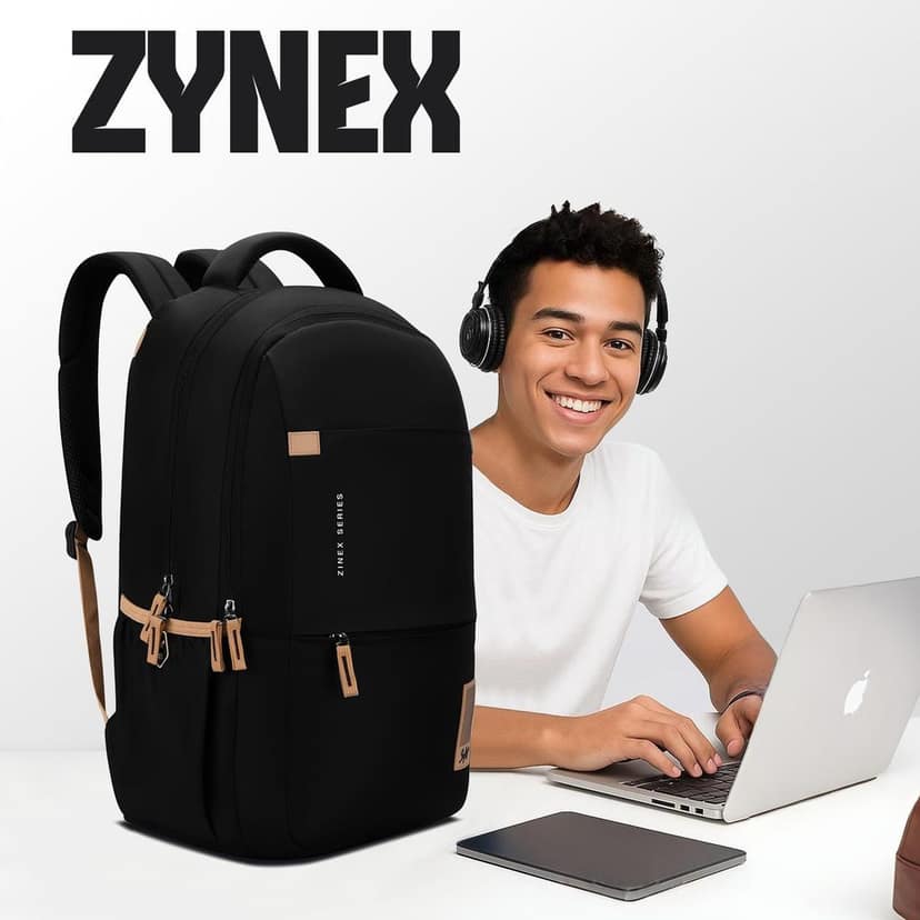 Zynex 17 Inch Laptop Compatible Professional Backpack 30L | 2 Compartments with Quick-Access Front Pocket & Rain Cover | Side Pocket | Office & Travel Backpack for Men & Women view 2