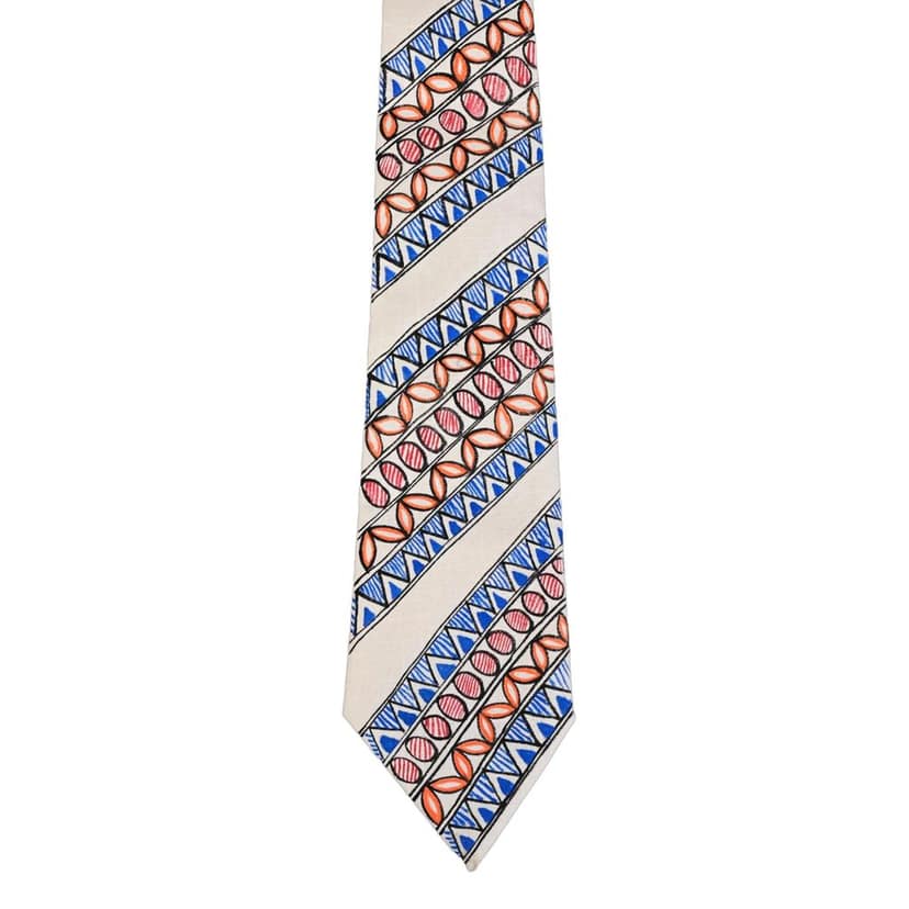 Pure Cotton Handmade madhubani Tie Multi Colour Elegance for Formal and Business Wear, Handcrafted, Handpainted SH (Size standard) view 2