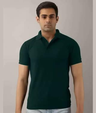 SKYRISE Pack of 1 Cotton Blend Slim Fit Solid Half Sleeves Men's Polo T Shirt ( Dark Green )