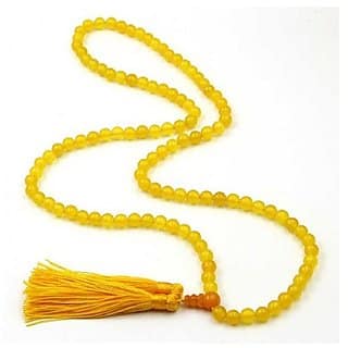 Ceylonmine - Designer Yellow Sapphire Stone Beads Single Line Mala for Women & Men