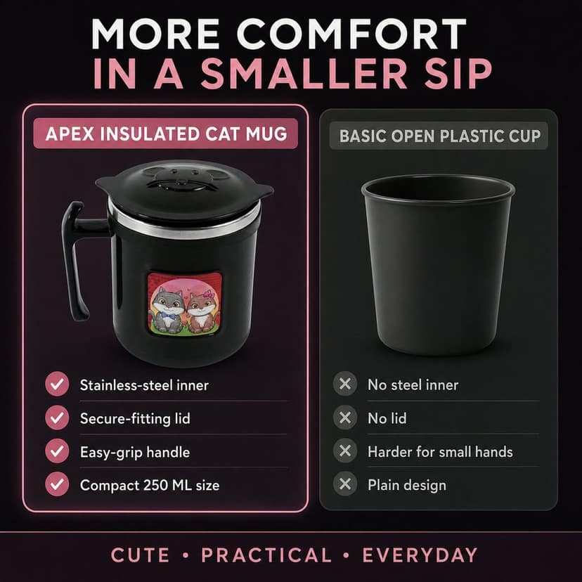 Cat Mug – 250 ml Insulated Stainless Steel for Kids & Gifting view 2