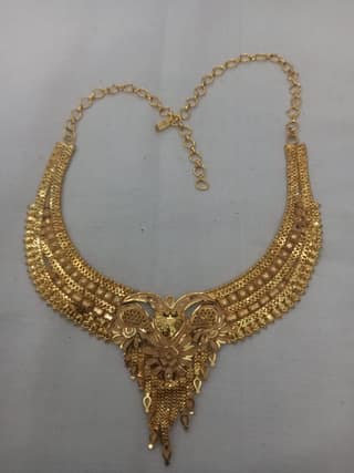 22K Gold Plated Traditional Indian Necklace Set with Earrings for Women