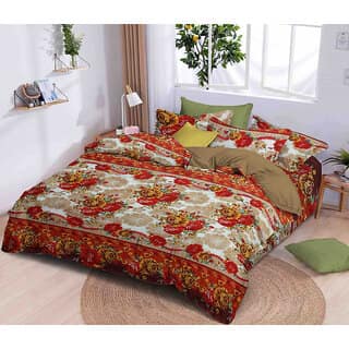 Black Bee Yellow And Pink Roses With Border Designs Double Bedsheet With 2 Pillow Covers (208 X 213 Cm)(Bs-06)