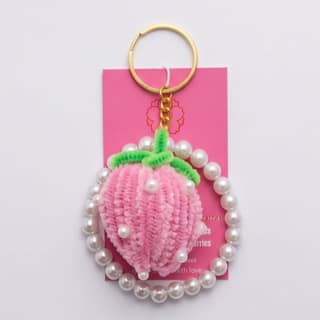 Handmade Pearl Strawberry Keychain (Blush Pink)