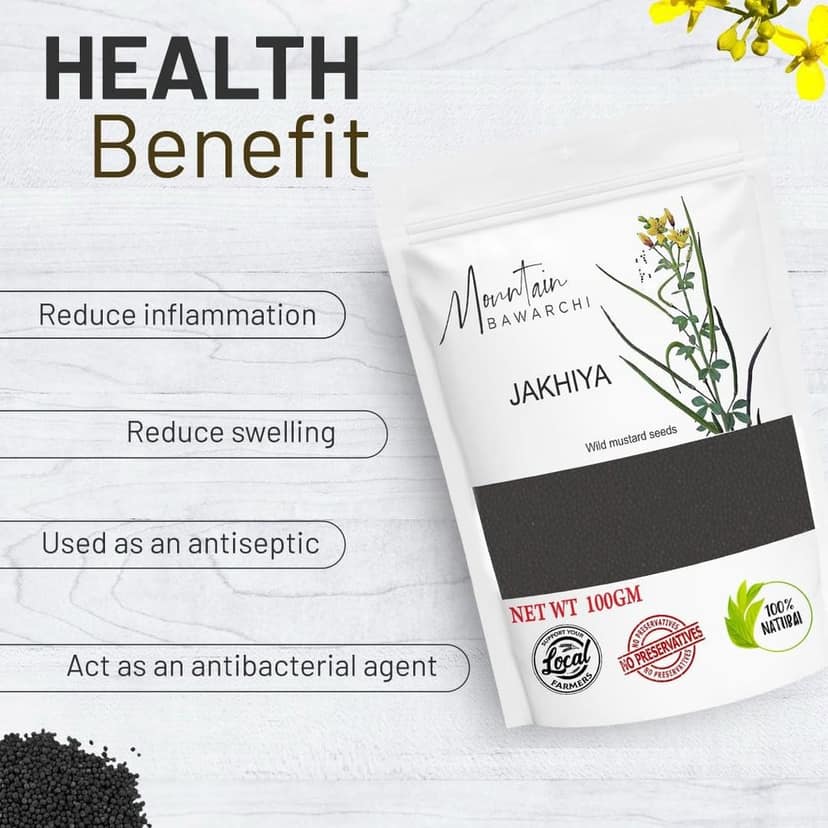 Mountain Bawarchi Jakhiya | Black Jakhiya Seeds | Wild Mustard Seed | Rai Seeds - 100 Gm view 5