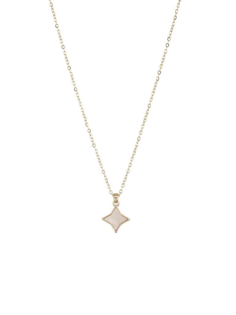 Anti-Tarnish Gold Toned Faux Pearl Star Shaped Minimal Pendant Jewellery Set view 6