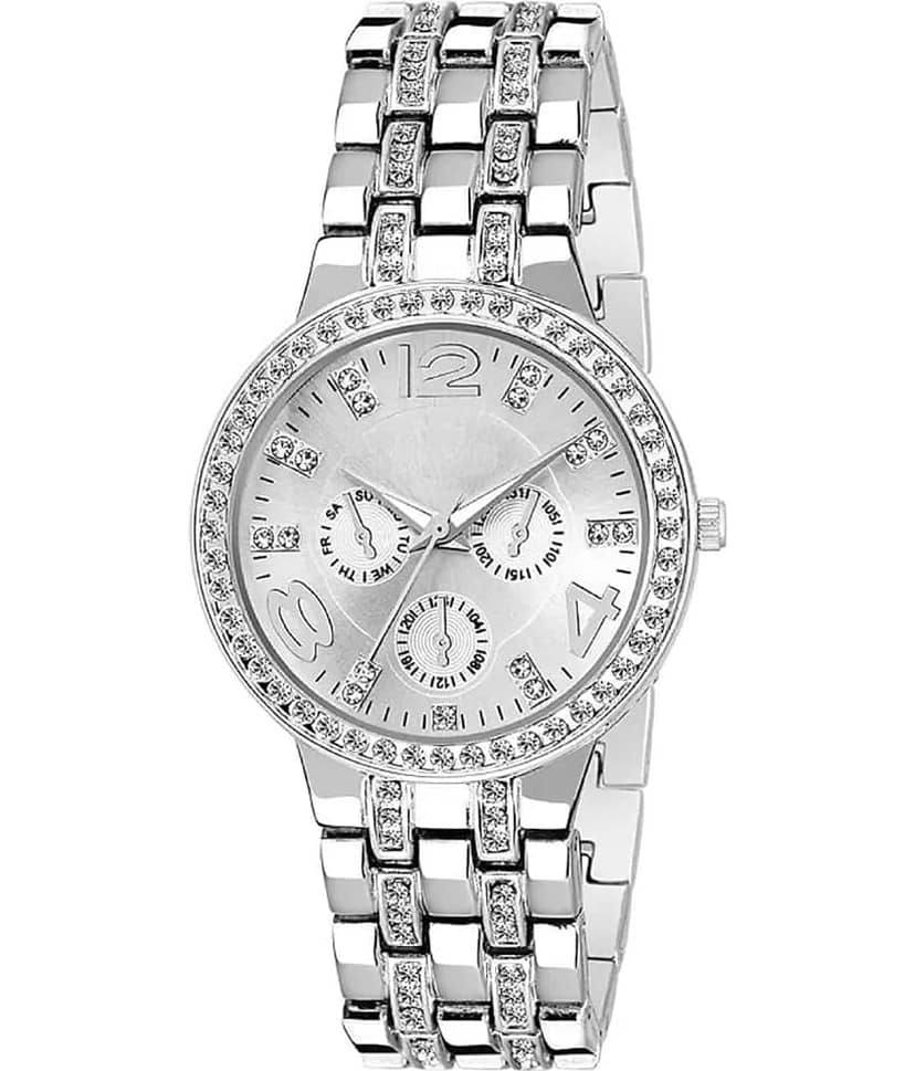 Viser Silver Metal Analog Womens Watch
