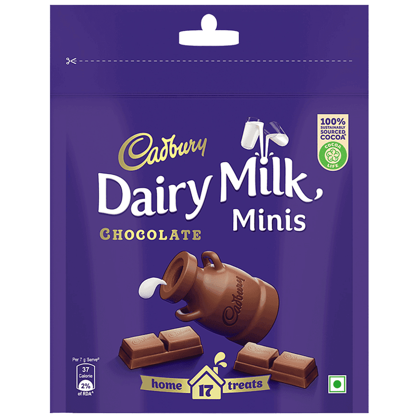 Cadbury Dairy Milk Minis - Home Treats, Mini Chocolate Bars, 119 G (17 Pcs)