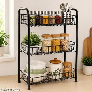 Multipurpose 3 Tier Kitchen Rack Countertop Spice Rack Organizer (Black)