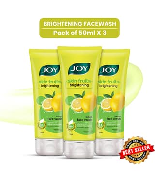 Joy Skin Brightening Lemon Face Wash For Oily Skin, Reduces Dark Spots & Oiliness, 50ml each (Pack of 3)