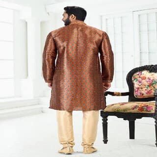 Raivat Ethnic Rust Brown Colour Banarasi Silk Digital Print Kurta Pajama 2068 view 2