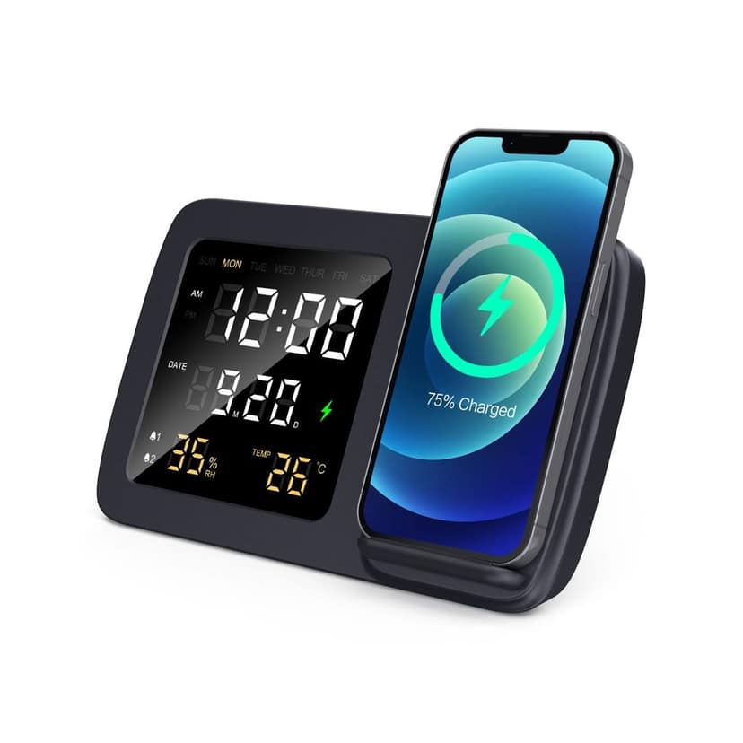 Glow Gadgets Shimmer Wireless charger with clock view 3