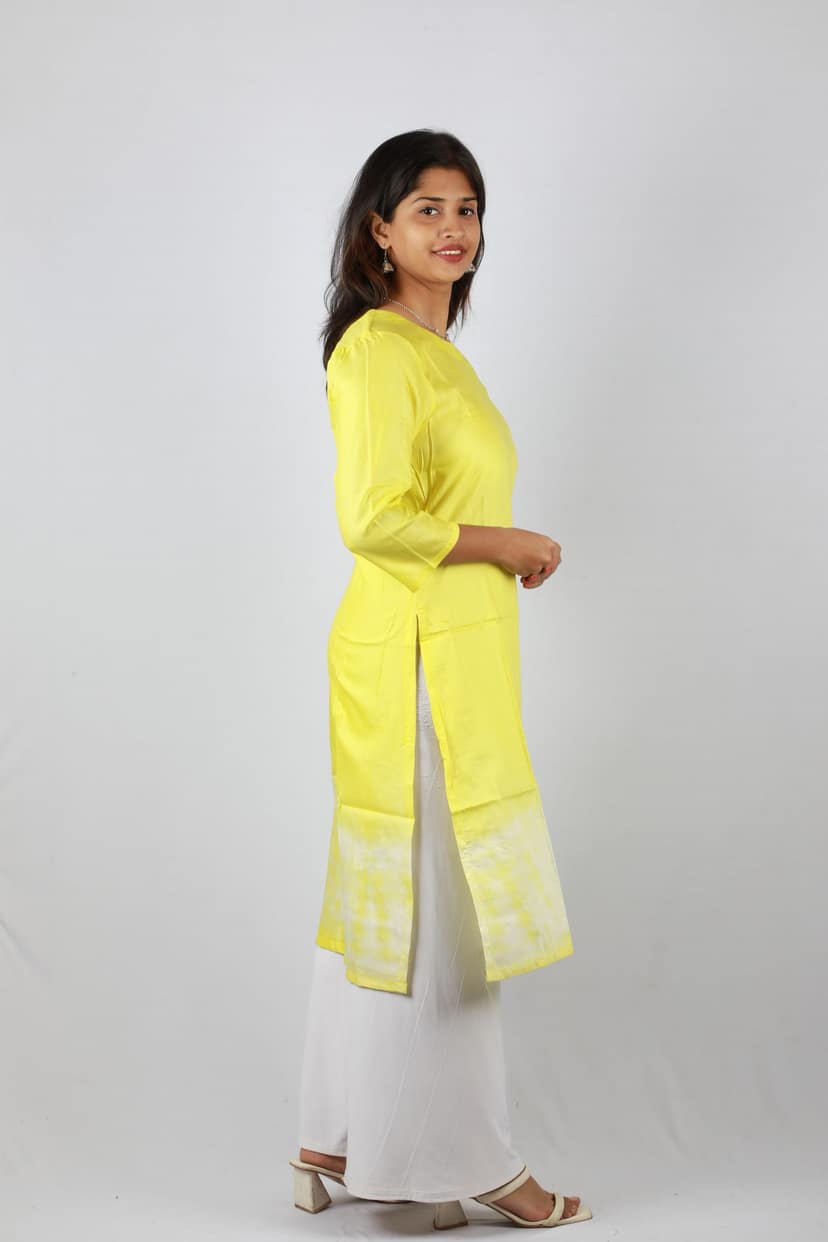 The Rashmi Shikha Lemon Yellow Women Long Kurti view 2