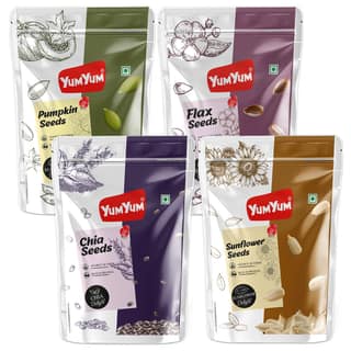 YUM YUM Edible Seeds Combo Pack 800g (Sunflower Seeds, Pumpkin Seeds, Flax Seeds, Chia Seeds) 200g Each