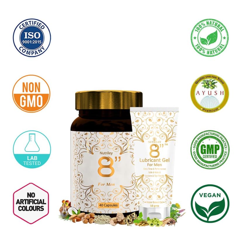 Nutriley 8" Inch - For Men Capsules + Gel (40 Caspules + 50 Gms Gel) view 3