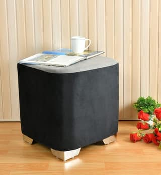 ShadowKart Sitting Stool Ottoman Pouffes for Living Room Sitting Bench Furniture Wooden Footrest Pouf Seat Puffy Foam Small Foot Stool for Office Home Decor, 16x16x18 Inch