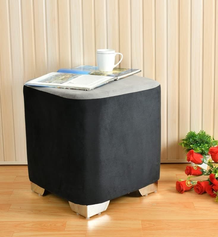 ShadowKart Sitting Stool Ottoman Pouffes for Living Room Sitting Bench Furniture Wooden Footrest Pouf Seat Puffy Foam Small Foot Stool for Office Home Decor, 16x16x18 Inch