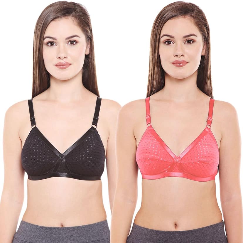 Bodycare Women Cotton Spandex Full Coverage Non Padded Regular Bra Pack - 2 E1528BPI