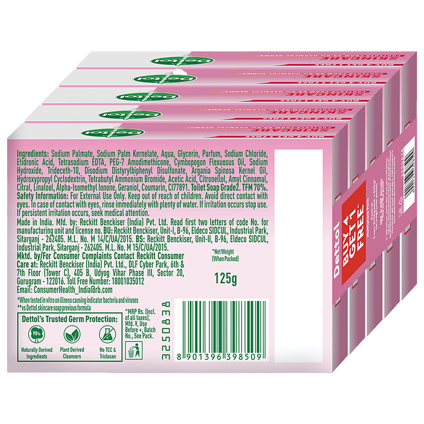 Dettol Skincare Pure Glycerine Soap, Protection From Skin Infection Causing Germs, 125 G view 2