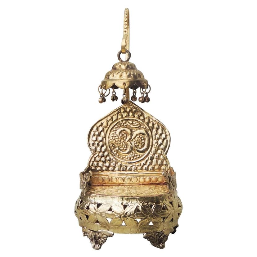 Traditional Brass Singhasan For God Idol | Mandir Chowki Throne Showpiece, Height : 14.7 Inch (ZMAS131 C) view 2
