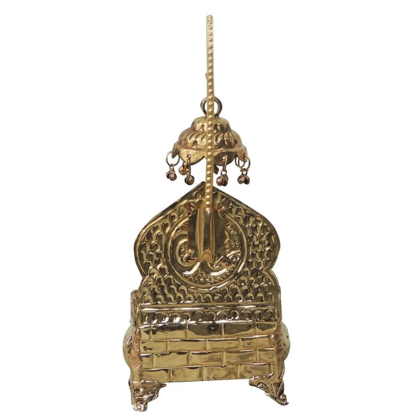 Traditional Brass Singhasan For God Idol | Mandir Chowki Throne Showpiece, Height : 14.7 Inch (ZMAS131 C) view 3