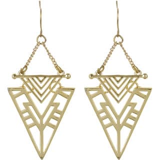 Double Triangle Filigree Brass Earrings for Girls Brass Material Earrings for Women's Fashion Jewellery for Festival
