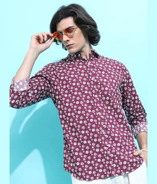 Ketch 100% Cotton Regular Fit Printed Full Sleeves Men's Casual Shirt - Blue ( Pack of 1 )