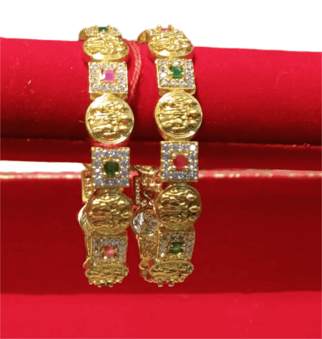 Gold Plated Copper Bangle Set for Women and Girls (Pack of 2) view 3