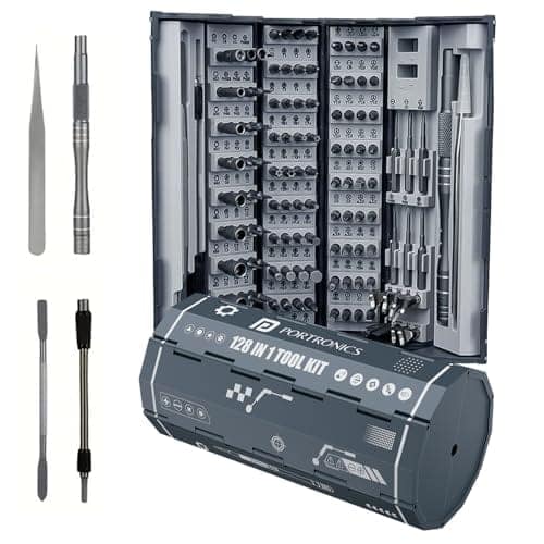 Portronics Bit Box 2, 128-in-1 Screwdriver Kit with Phillips, Flathead, Torx, Pentalobe, Wrench Bits, Flexible Shaft, Tweezer, Spudger & Magnetic Handle for Laptop, Mobile, Car & Electronics Repair view 2